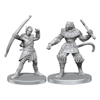 Pathfinder Deep Cuts Unpainted Miniatures Elf Hunter & Catfolk Bandit