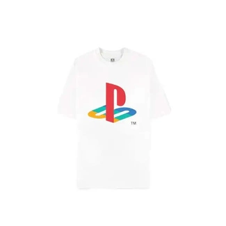 PlayStation T-Shirt Logo White Loose Fit Size M