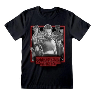 Stranger Things T-Shirt Characters in Glowing Box Black and White