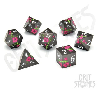 CritStones Metal Dice Set Nighttime Blossom (7)