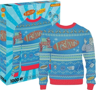 Festivus Ugly Christmas Sweater Shaped 1000 Piece Jigsaw Puzzle