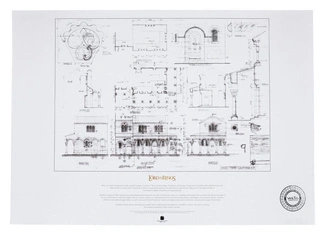 Lord of the Rings Blueprint Art Print The Courtyard of Minas Tirith 59 x 42 cm