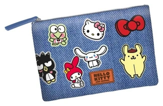 Sanrio Soleil Toiletry Bag Hello Kitty Stickers Blue