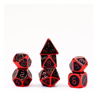 FanRoll  Dice Set Red with Black Enamel (7)