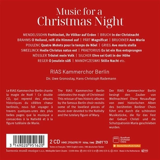 RIAS KAMMERCHOR HANS-CHRISTOPH RADEMANN UWE GRONOSTAY Music For A Christmas Night 2CD DIGIPAK