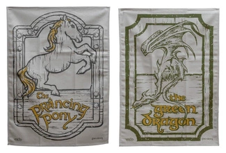Lord of the Rings Tea Towel 2-Pack Green Dragon & Prancing Pony 69 cm