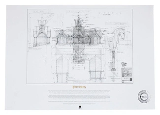 Lord of the Rings Blueprint Art Print The Stable of Edoras 59 x 42 cm