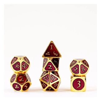 FanRoll  Dice Set Gold with Purple Enamel (7)